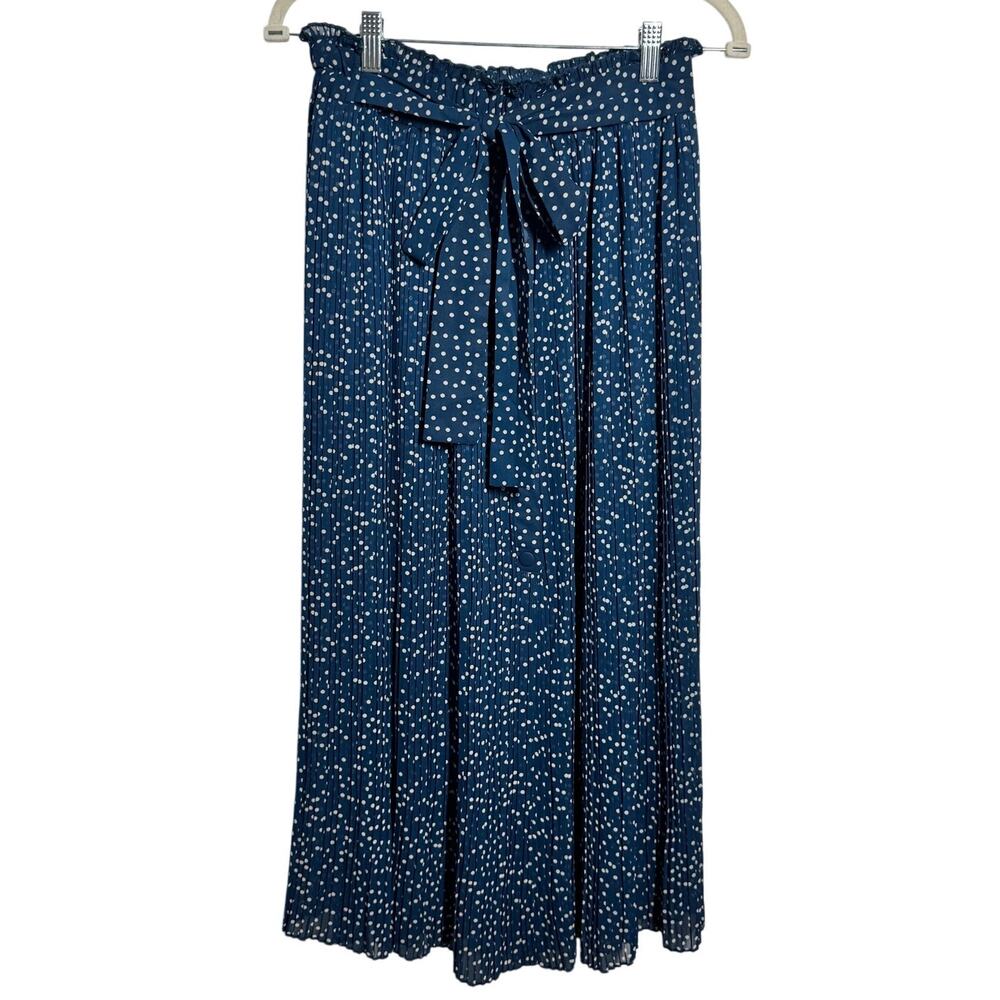 Zara Polka Dot Maxi Midi Skirt Women S Blue White Pleated Preppy Modest Tradwife